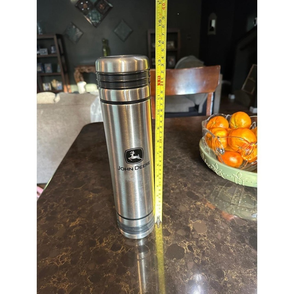 John Deere Stainless Steel Insulated Travel Thermos Flask with Cup Lid 10in